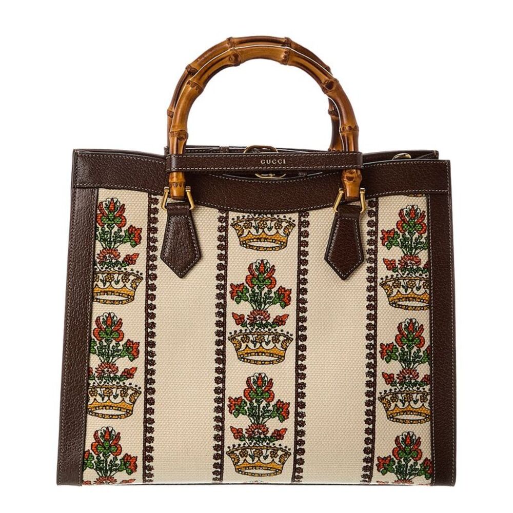 Gucci Diana Music Is Mine Medium Canvas & Leather Tote, Brown - Picture 2 of 4